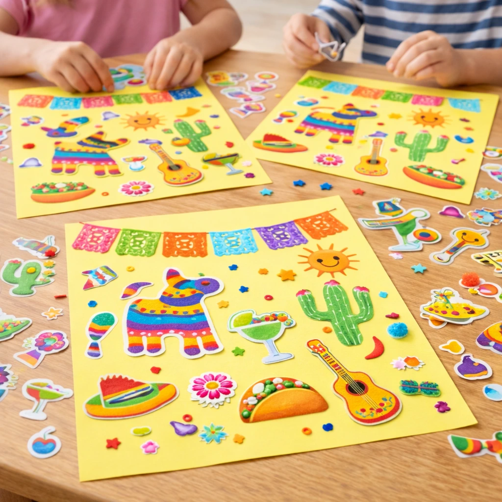 Sticker Fiesta Scene Cinco de Mayo Preschool Activities