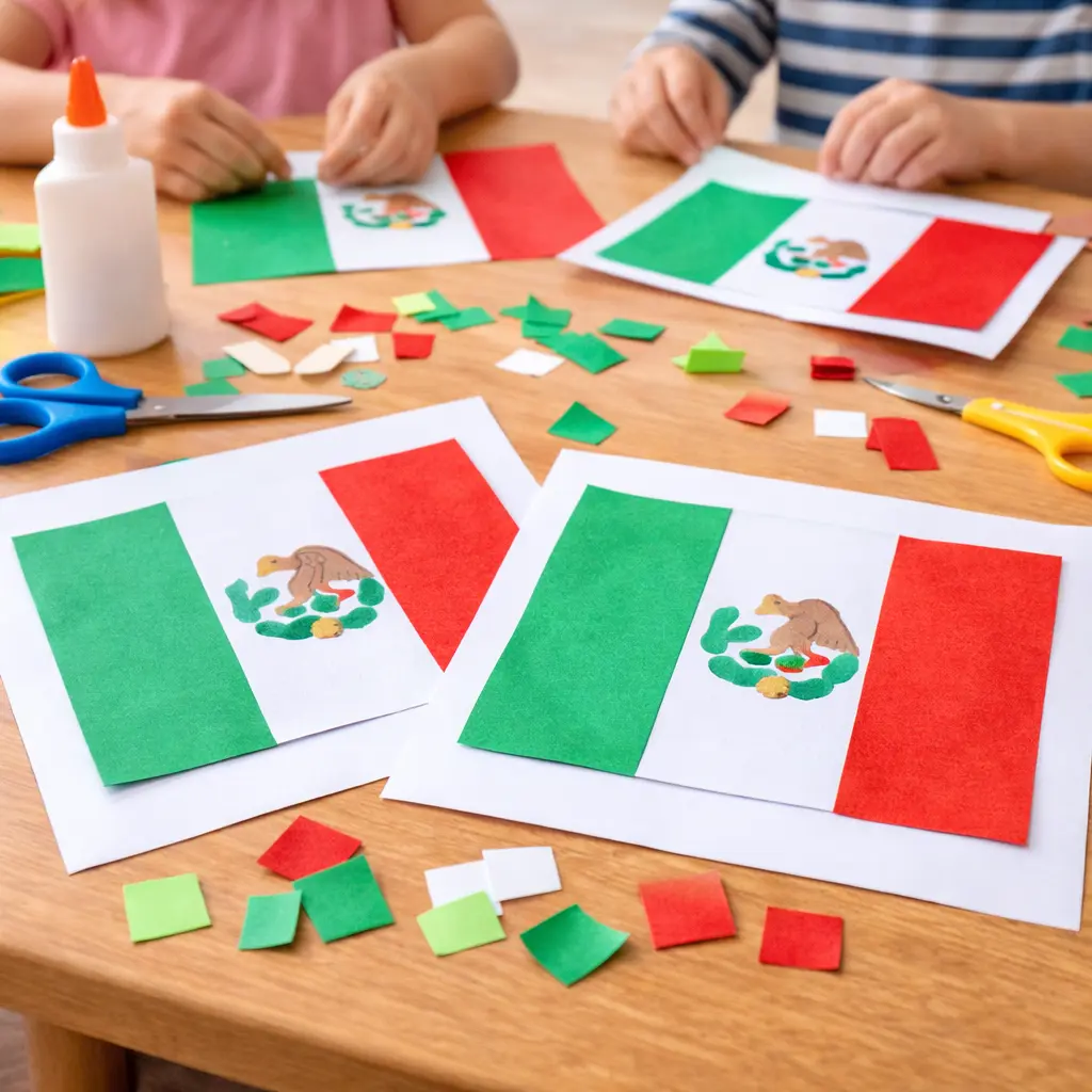 Simple Mexican Flag Collage Cinco de Mayo Preschool Activities