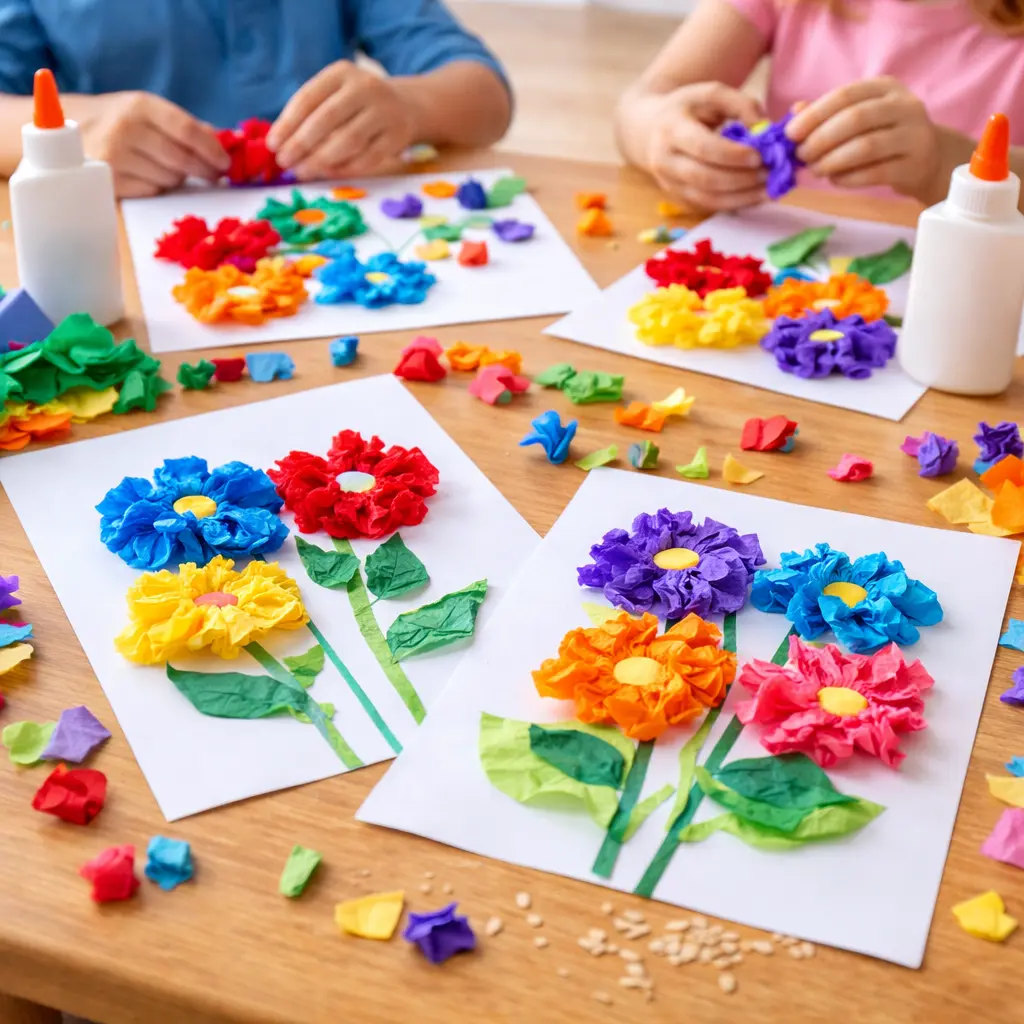 Tissue Paper Flower Art Cinco de Mayo Preschool Activities