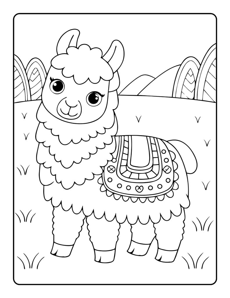 Llama cinco de mayo Coloring Page