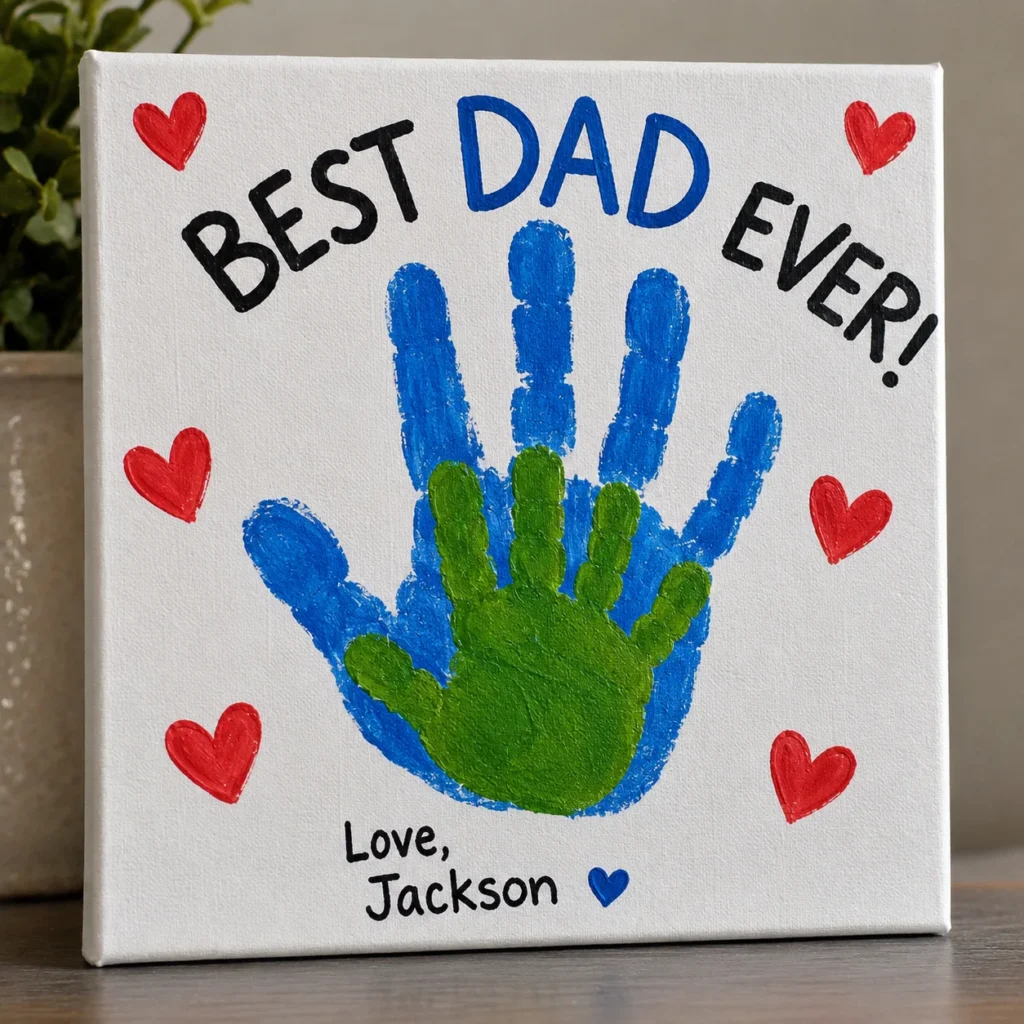 “Best Dad Ever” Handprint Canvas