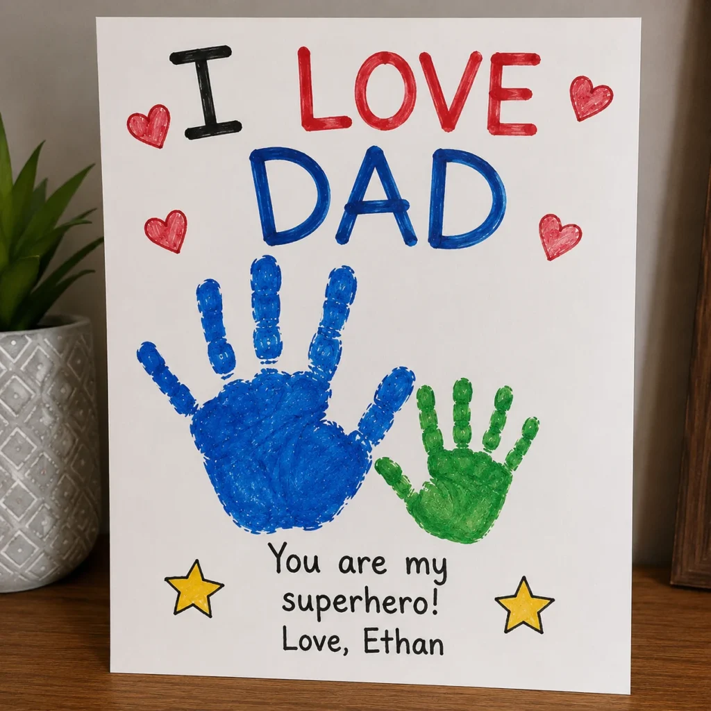 Handprint “I Love Dad” Poster