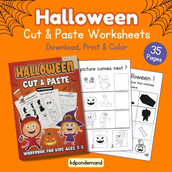 Halloween Cut and Paste Printables Worksheets