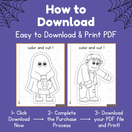 Halloween preschool Cutting Practice Worksheets