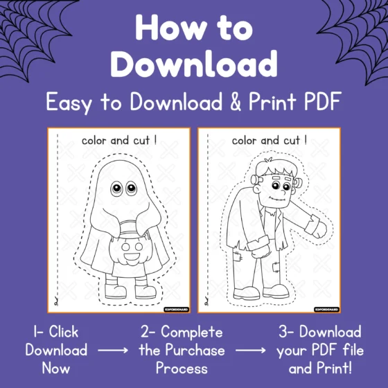 Halloween preschool Cutting Practice Worksheets