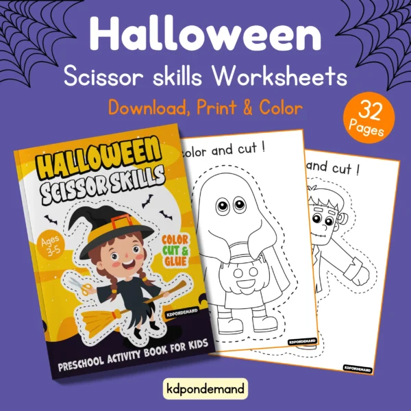 Halloween preschool Cutting Practice Worksheets