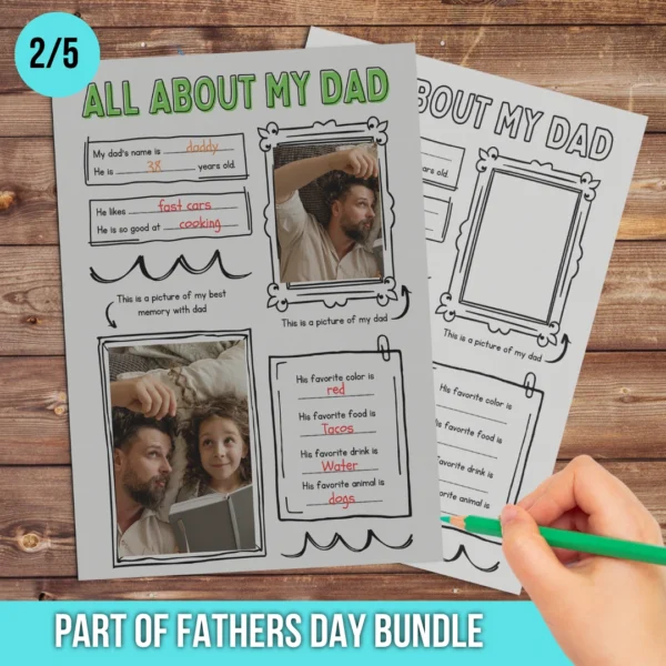 All About dad Printable 2 All About dad Printable Best Fathers Day Gift