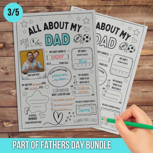All About dad Printable 3 All About dad Printable Best Fathers Day Gift
