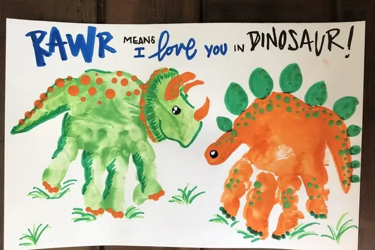 Handprint Dinosaur Fathers Day Gifts