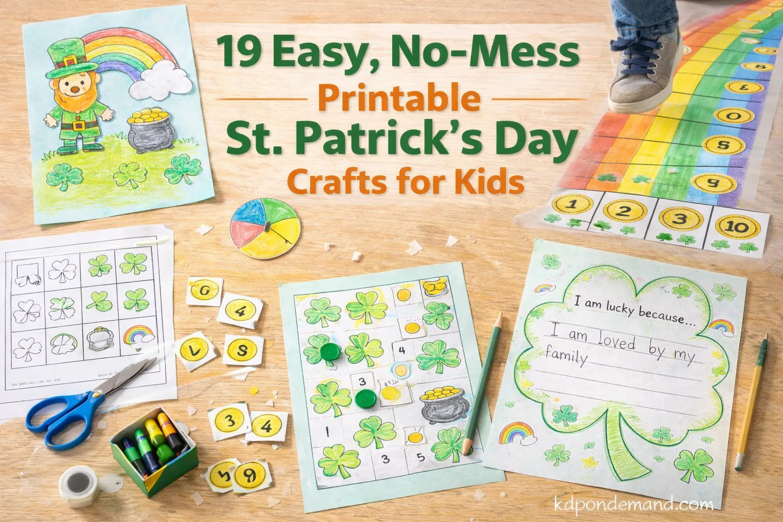 19 Easy, no-mess Printable St Patricks Day Crafts for Kids