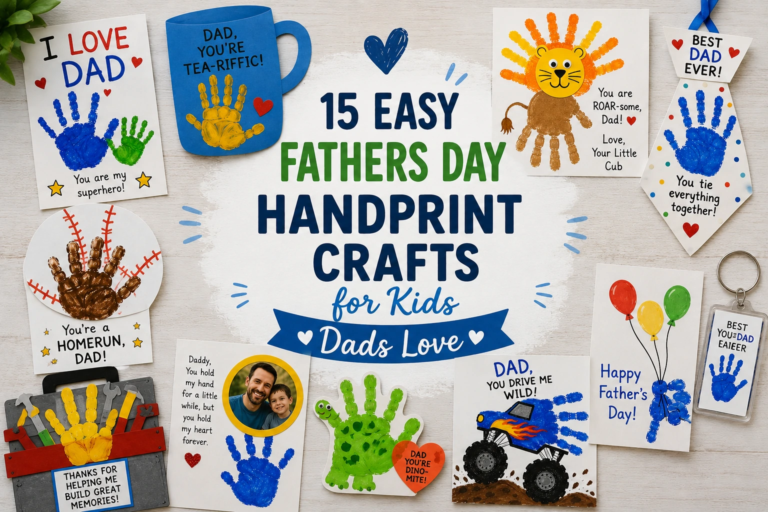 15 Easy Fathers Day Handprint Crafts for Kids Dads Love